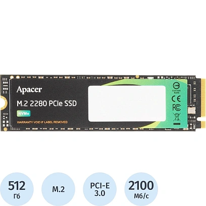 SSD накопитель Apacer AS2280P4X 512Gb M.2 PCIe Gen3x4(AP512GAS2280P4X-1)