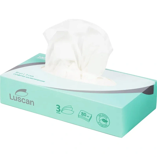 Салфетки косметические Luscan 3сл 80шт/уп белые