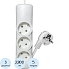 Удлинитель PROGIX PG312 3р/ 5м/2,2кВт/10А заземление, белый, ПВС 3х0.75