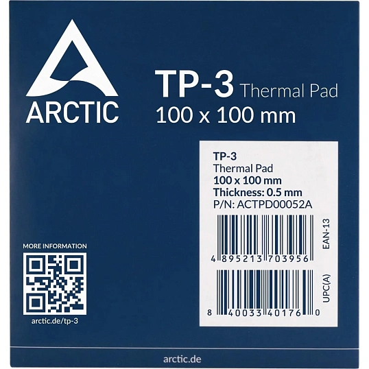 Термопрокладка Arctic Cooling Thermal pad  100x100mm, 0,5mm (ACTPD00052A)