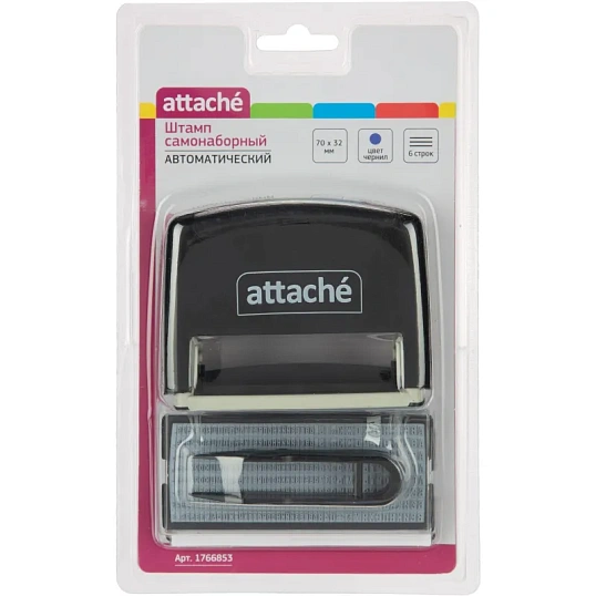 Штамп самонаборный Attache 6/8 стр. 70х32 с рамкой