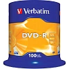 Носители информации DVD-R, 16x, Verbatim Azo Matt Silver, Cake/100, 43549