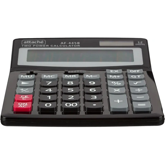 Калькулятор настольный ПОЛНОРАЗМЕРНЫЙ Attache AF-445B,12р,дв.пит,черный