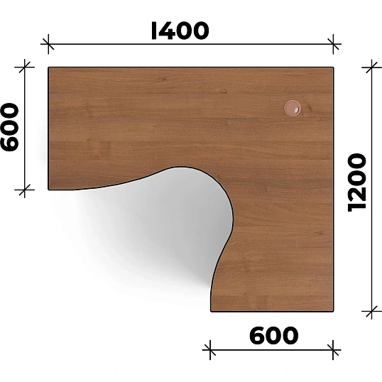 Стол эргономичный Easy One 22/22 правый (1400x1200x740мм) орех new