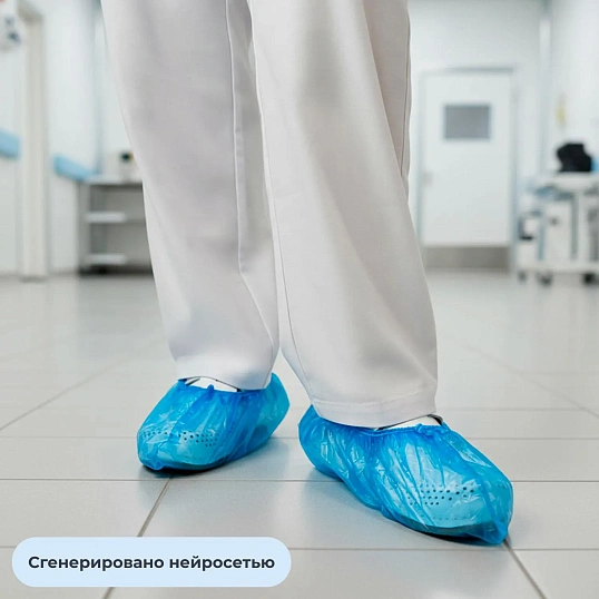 Бахилы 6,5 г, 2рез, синий, 25 мкм, Комус, 50пар/уп