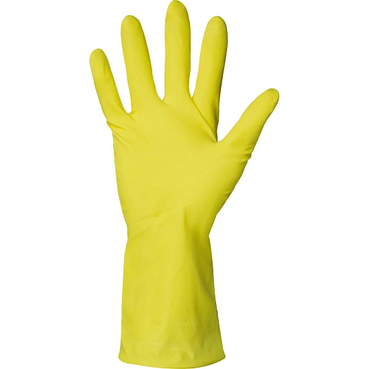 Перчатки Luscan резиновые латекс хлопковое напыление желтые р L (5 пар/уп)