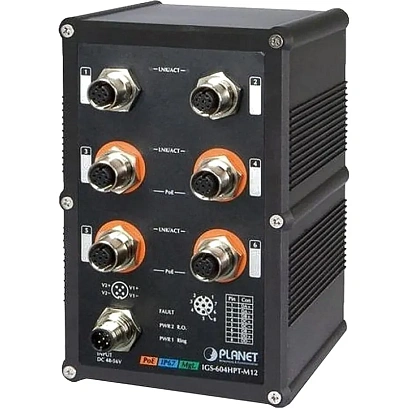 Коммутатор Planet Industrial L2+ M12 Managed Eth Switch (IGS-604HPT-M12)