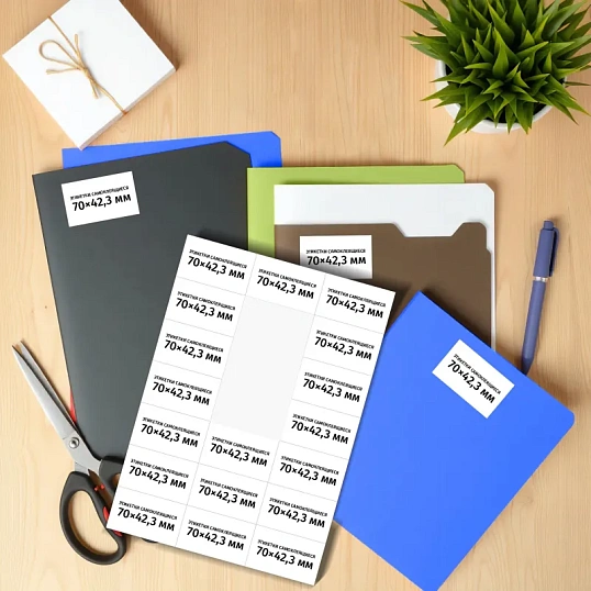 Этикетки самоклеящиеся 70х42,3 мм/21 шт. на лист. А4 (100 л