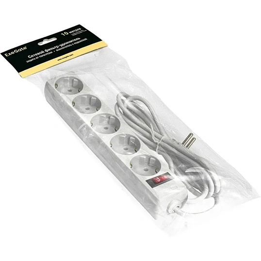 Сетевой фильтр ExeGate SP-5-10W 5р/10м, 10А/2,2кВт, белый(EX279182RUS)