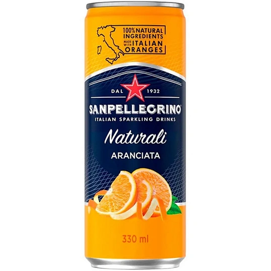 Напиток SanPellegrino Naturali с сок апельсин ср/газ ж/б 0,33л