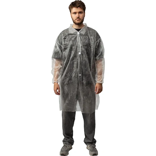 Халат н/с процед, рук.рез, на липуч, XL, дл.110см, пл 17, белый, 10шт/уп