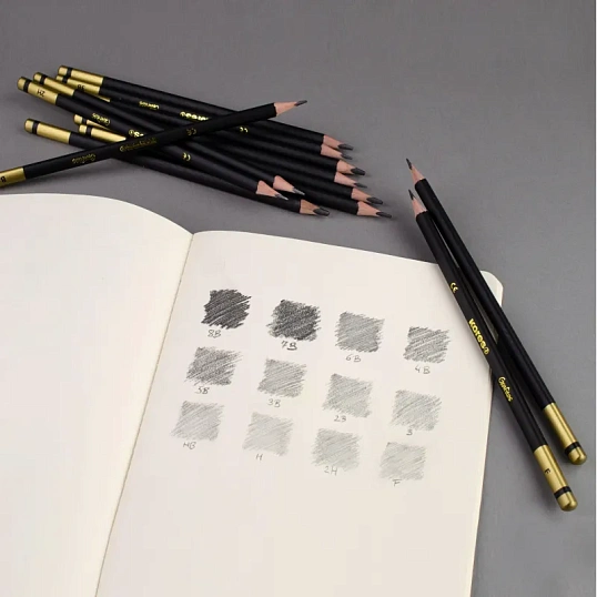 Набор карандашей чернографитных Kores GRAFITOS,трехгр.12 шт.(2Н-8В), 92162