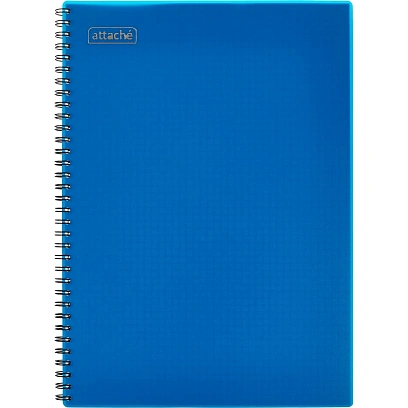 Тетрадь общая Attache 96л клетка А4 спираль, обложка Plastic, синяя