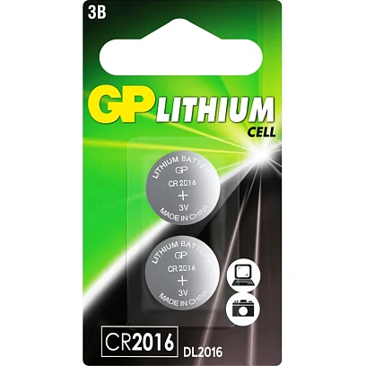 Батарейка GP CR2016, 3V, литий, GPCR2016-2CRU2, бл/2шт