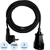 Удлинитель PROGIX PG118 1р/7м/1,5кВт/6А заземление, черный, ПВС 3х0.75