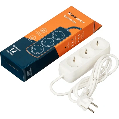 Удлинитель BigTech UTD-310-1,8-W (3р/1,8м/10А/2,2кВт/1мм2/белый)