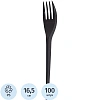 Вилка одноразовая 165мм, черная, ПС 100шт/уп