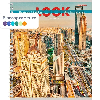 Тетрадь КЛЕТКА 48л. ВИД НА МЕГАПОЛИСЫ гребень,цвет.мелов.обл.ассорт,48-4540