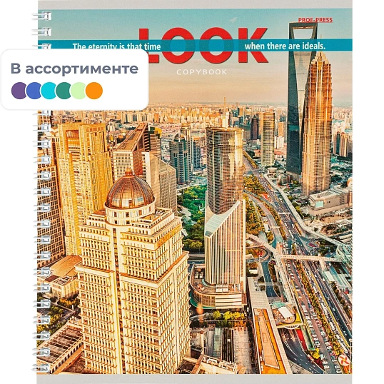 Тетрадь КЛЕТКА 48л. ВИД НА МЕГАПОЛИСЫ гребень,цвет.мелов.обл.ассорт,48-4540