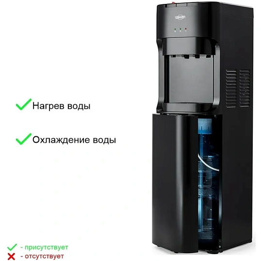 Кулер для воды VATTEN L45NE напольный, электронный, нижняя загрузка, черный
