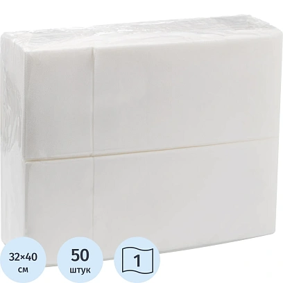 Салфетки бумажные д/столовых прибор.конвертAIRLAID 32x40см бел50шт/уп 58201