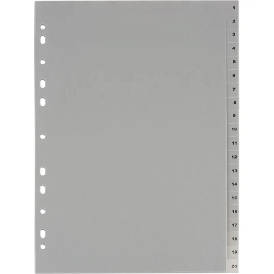 Разделитель листов из сер.пласт. с индексами Attache, А4, цифровой 1-20