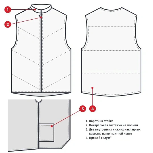 Жилет для пищевого производства у17-ЖЛ ун.(внеш)ХАССП белый (56-58)182-188