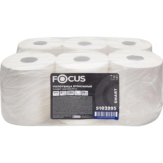 Полотенца бумажные д/дисп. Focus SMART Jumbo 1сл с ЦВ 280м 6рул/уп_5102995