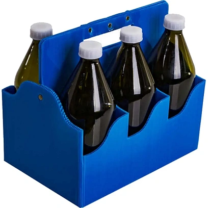 Переноска на 6 бутылок (1 л стекло) полипропилен (гофра), 5.02.01.2466