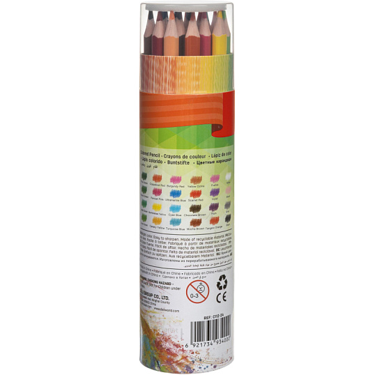 Карандаши цветные Deli Enovation EC112-24 3-гран. пластик 24цв/наб бум туба