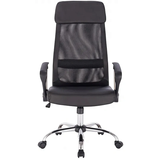Кресло BN_Sp_EChair-589 TPU сетка/кожзам черный, хром
