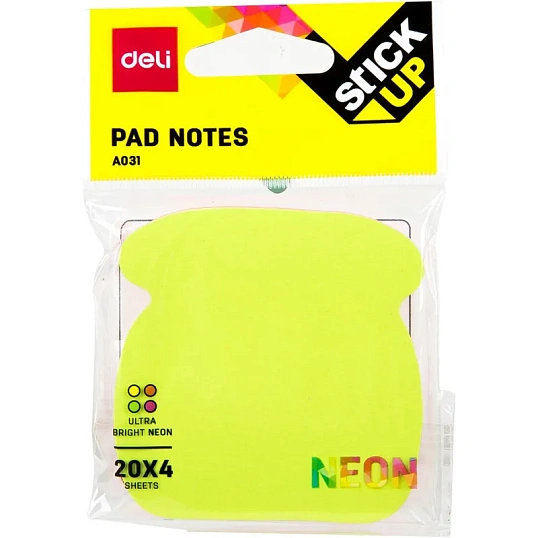 Стикеры с клеевым краем Deli 76х76 мм,20 листов,форма в асс-те      