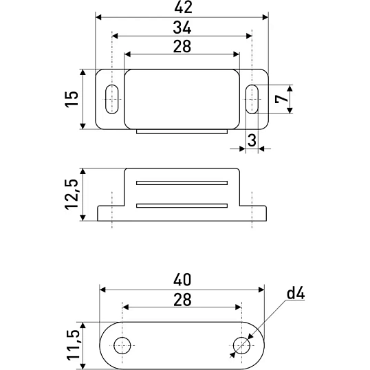 Накладка УЗК_магнит мебельный StahlBuro 42х12,5 (15932) компл-4шт белый