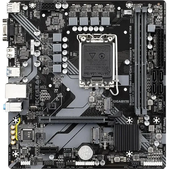 Материнская плата Gigabyte B760M H DDR4, s1700, B760, 2xDDR4-3200, mATX