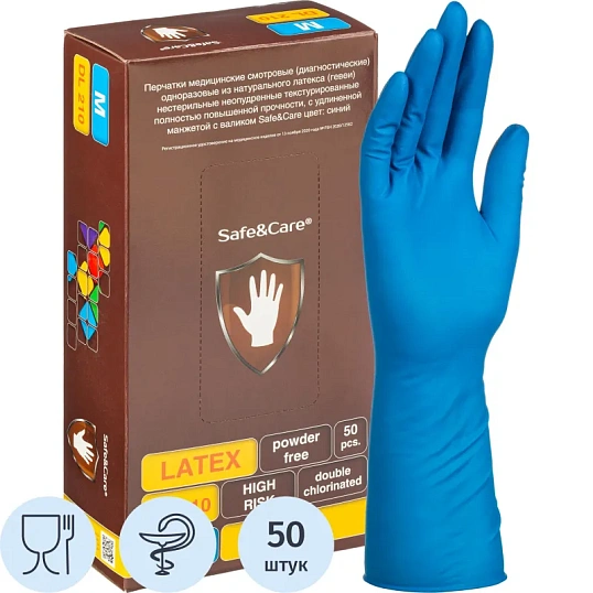 Перчатки латекс., н/с, н/о, S&C High Risk TL210/ DL210 (M)25пар/уп,ПС