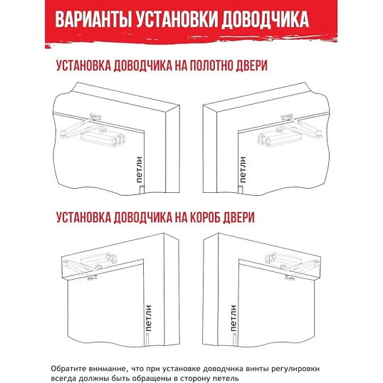 Доводчик дверной Isparus ISP 410, 15-60кг, белый
