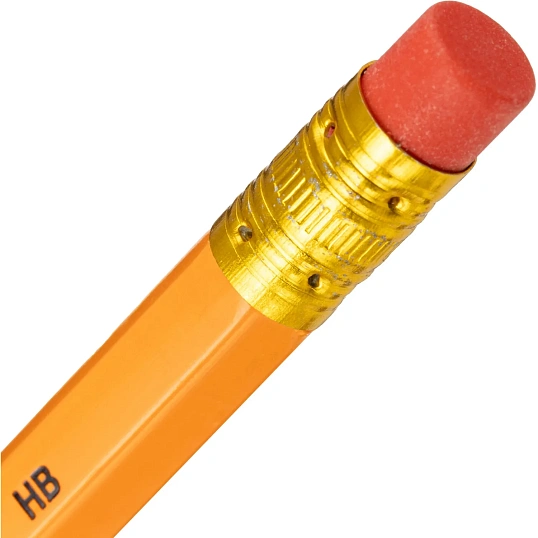 Карандаш чернографитный Attache деревянн, шестигр, с ластиком, оранж.корп