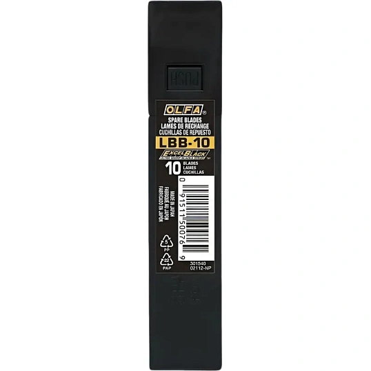 Лезвие OLFA EXCEL BLACK сегментированное 18 мм, боксе 10 шт/уп (OL-LBB-10)