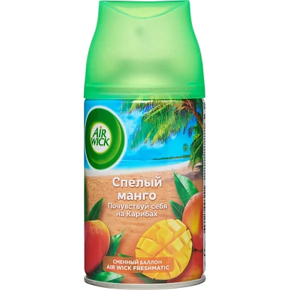Баллон сменный для автоосвежителя Air Wick Тропич. фантаз:Спел манго, 250мл