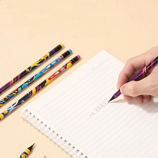 Карандаш Ч/Г Deli, Paint texture, кругл, ластик, EC043-HB в асс