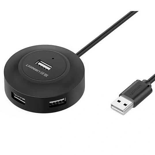 Разветвитель USB UGREEN CR106 (20277) USB 2.0 Hub 4 Ports. Длина 1 м/черный