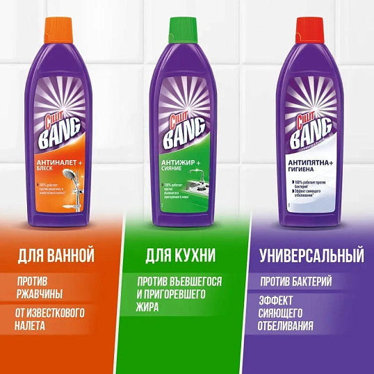 Средство для сантехники Cillit Bang Антиналет + Блеск(с крышкой), 750мл