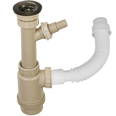 Сифон Юкинокс выпуск малый S303, в комплекте с сифоном и гофросифоном