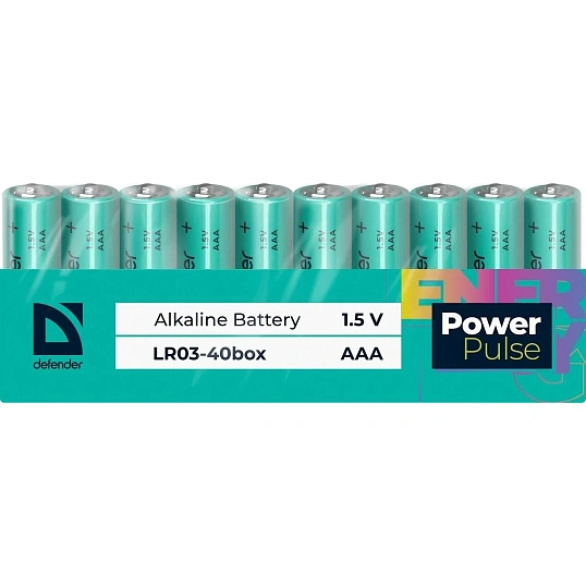 Батарейка DEFENDER алкалиновая LR03-40box AAA, бокс 40шт/уп PowerPulse