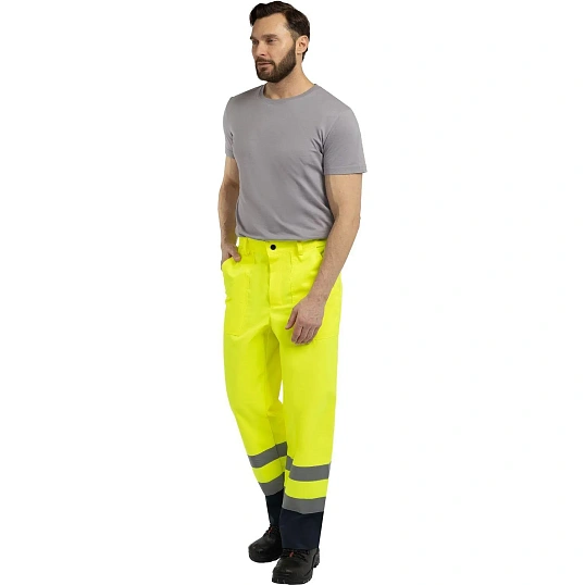 Костюм сигнальный летний муж (куртка,брюки) лс07 желт/т.син 96-100/182-188