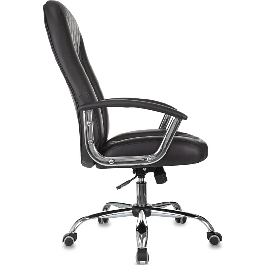 Кресло БР Комус Мебель EChair 658 экокожа (строчка ромб),черный, хром