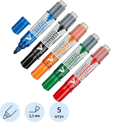 Набор маркеров для белых досок PILOT WBA-VBM-M-S5 набор 5цв