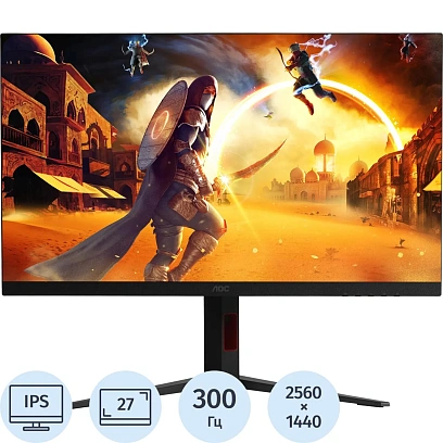 Монитор 27 AOC Q27G4S Black (IPS,2560x1440,300Hz,0.3 ms,2xHDMI,Pivot)