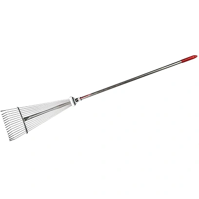 Грабли веерные проволоч.раздвижн.оц. 15зуб. с мет.чер. и мет.фикс_СИ-00119