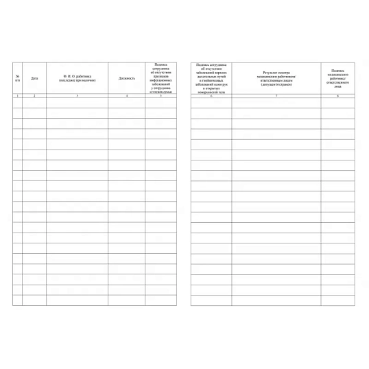 Журнал гигиенический (сотрудники): СанПиН 2.3/2.4.3590-20, 2 шт/уп, КЖ-1781